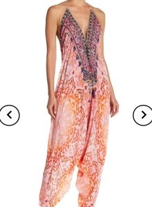 NWT SHAHIDA PARIDES HAREM JUMPSUIT IN SUNSET PINK SIZE SIZE S-M